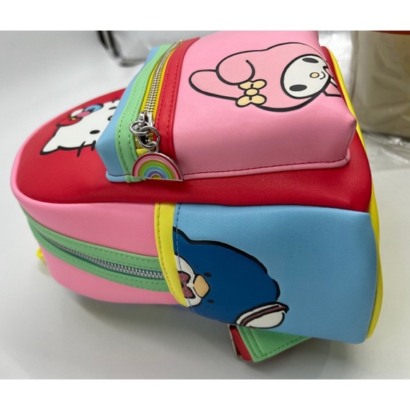 hello kitty and friends color block mini backpack Loungefly Sanrio Womens Double Strap Shoulder Bag Purse : Clothing, Shoes & Jewelry charm zipper pull adds a playful touch Hello Kitty Rainbow Loungefly Backpack